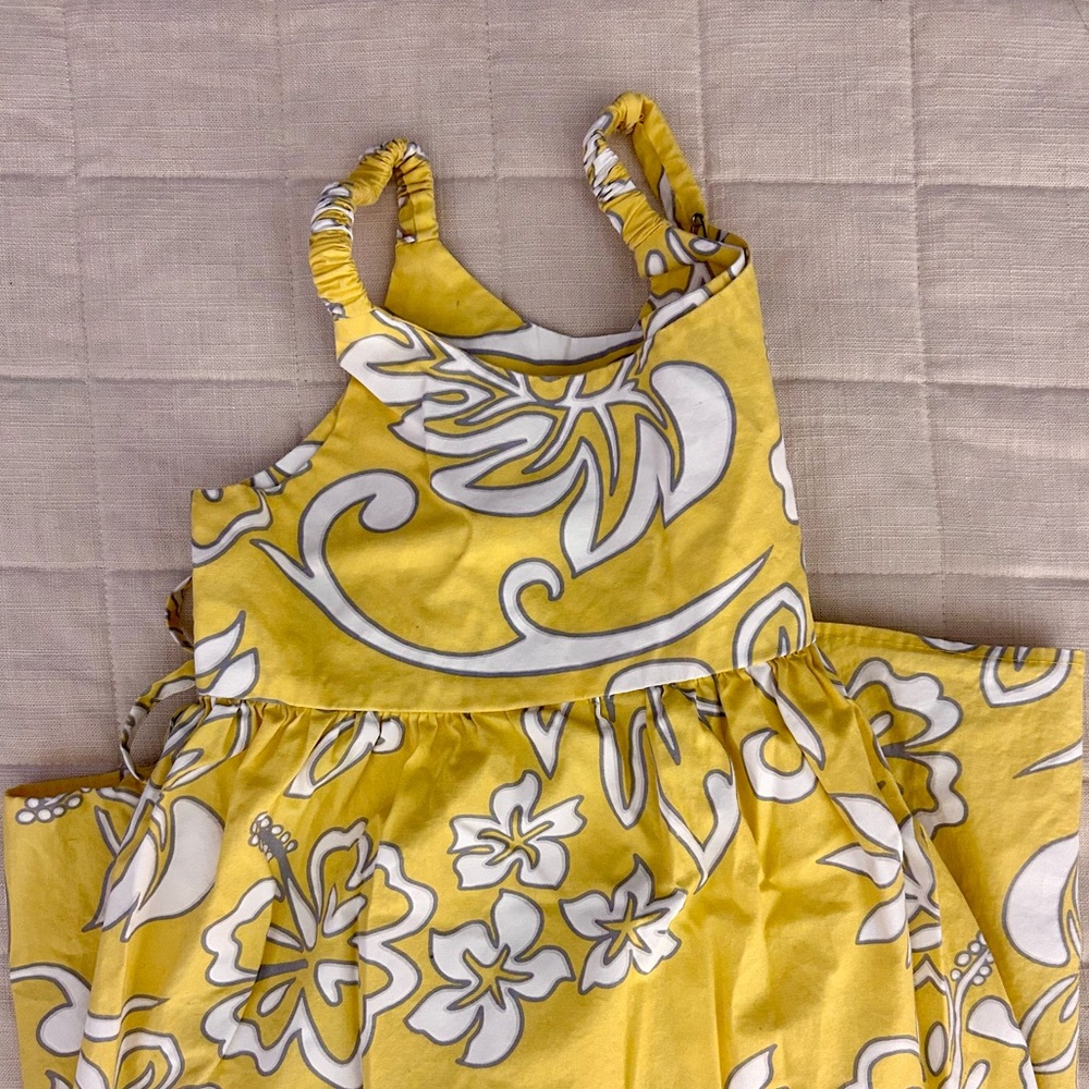 Aloha Republic Hawaiian Yellow Floral Sleeveless Dress